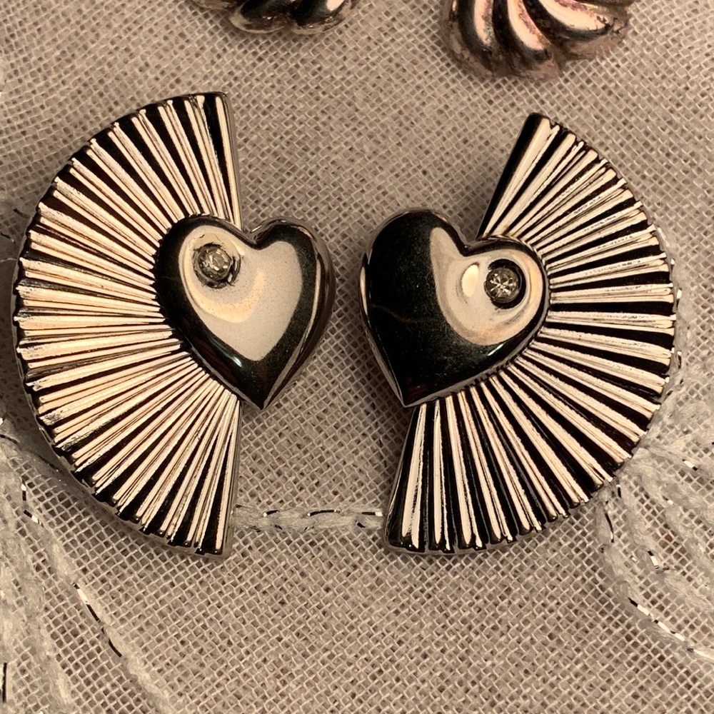 Vintage earrings, two pair, silver tone, pierced
